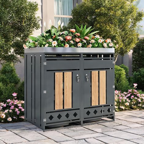 Coffre de rangement extérieur 132 x 80 x 124.5 cm en acier (1/5)