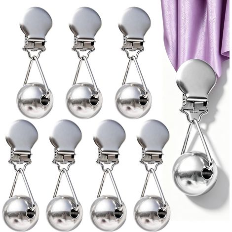 Sollbry 8 Poids pour Nappe Poids Nappe de Table Exterieur,Coussinets Intégrés dans les Mâchoires pour Jardin Terrasse Pique Nique Fixer Rideau Drapé Argent (1/5)