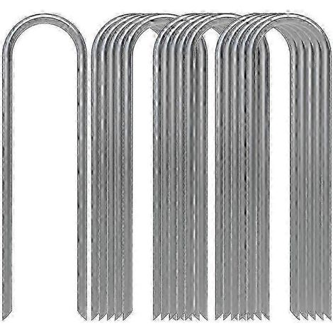 2026 Piquets de sol adaptés, agrafes de jardin, barres d'armature, crochets en U en acier galvanisé, ancrages au sol robustes pour camping, trampoline, clôture, 10 pièces (1/5)