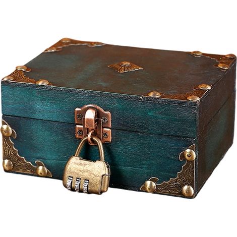 1 Boîte de rangement, design vintage, contreplaqué, verrouillable, pour bijoux et accessoires photo (1/5)