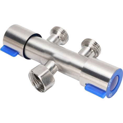 304 stainless steel garden hose splitter, 1 inlet and 2 outlets, G1/2 female outdoor tap for kitchen (1/5)