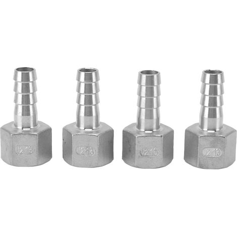 Lot de 4 raccords cannelés de 13 mm (1/2 po) pour tuyau d'arrosage, en acier inoxydable, pour refroidisseur à bière (1/5)