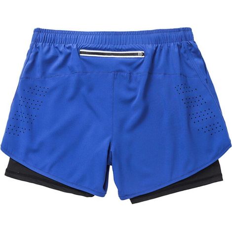 Doppellagige Herren-Sportshorts, schnelltrocknend, zweiteiliger Fitness-Hosen-Effekt – Größe L – Blau (1/5)