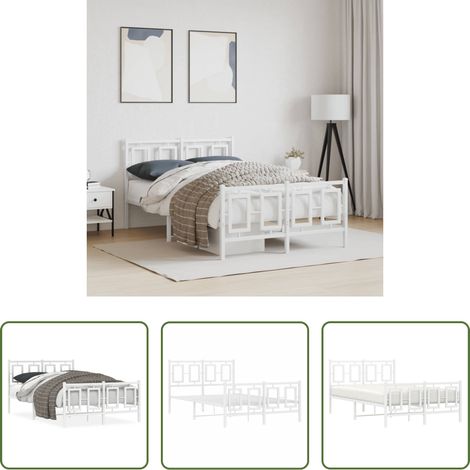 vidaXL Estructura cama sin colchón con estribo metal blanco 120x190 cm (1/5)
