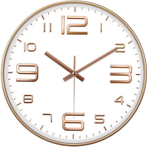 Horloge Murale Moderne Élégante 12 Pouces (30cm) - Silencieuse à Quartz sur Piles - Design Décoratif Ronde pour Maison/Bureau/Cuisine/Chambre/Salon - Lecture Facile