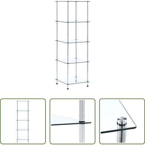 vidaXL Regal mit 5 Ablagen -  Regal mit 5 Ablagen Transparent 40x40x130 cm Hartglas (1/5)