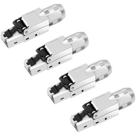 Lot de 4 fiches réseau CAT 7 RJ45 sans outil - Connecteur LAN sans outil - Compatible avec câble réseau Cat 7,6a 6 - Connecteur Ethernet jusqu'à 10 Gbps - Transmission de signal stable 1000 m (1/5)