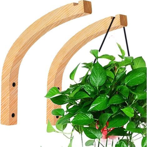 2 Morceau De Bois Pot Suspendu Mural Bois Crochet Pflanzenhalterung Support Lanterne Mur Crochet Plantes Mural Bois Blumenampelhalter Plantes Planteurs Suspendu Crochet (1/3)