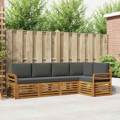 Ecksofa Set 5 pcs Natur und Anthrazit Massivholz Akazie