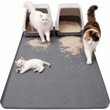 Tappetino extra large per lettiera per gatti 101,6 cm x 71,2 cm - Tappetino raccogli-lettiera in silicone - Limitatore di dispersione della lettiera - Zampe di gatto - Impermeabile e resistente all'ur (1/5)