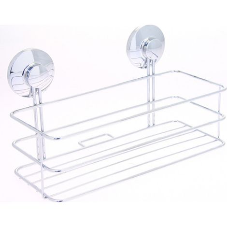 Five Simply Smart – Étagère de salle de bain à ventouses – Métal – Installation sans perçage – Dimensions L. 19,5 x l. 11,5 x H. 16 cm