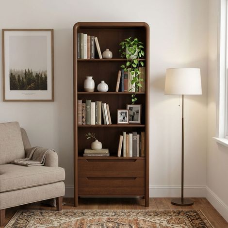 Bibliothèque 74x38x180cm en bois de manguier brun - BOHO (1/5)