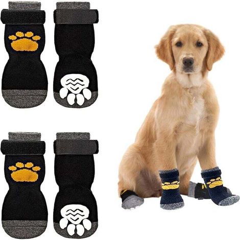 Dog Socks, 2 Pairs Adjustable Anti-slip Dog Socks, Textile Accessories for Small Medium Dogs, Cats and Puppies (M) MUMU (1/4)