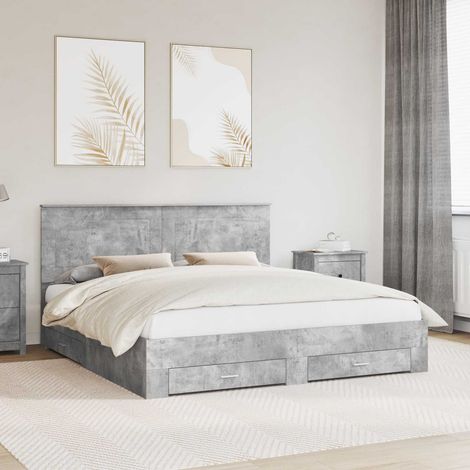 vidaXL Bed Frame Concrete Grey 180 x 200 cm Engineered Wood (1/5)