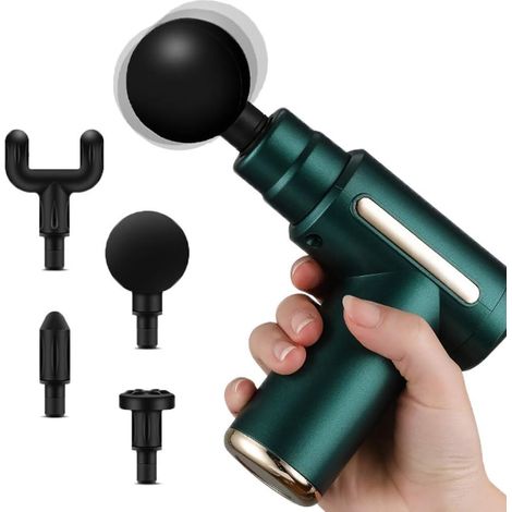 Pistolet De Massage - 6 Modes - 4 Têtes - USB-C - Autonomie 6 H - 17,4 Cm - Pour Relaxation Musculaire - 1 Pièce (1/5)