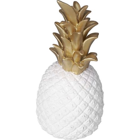 Ananas artificiel en résine, décoration pour la maison, style nordique, blanc et or, taille moyenne. (1/5)