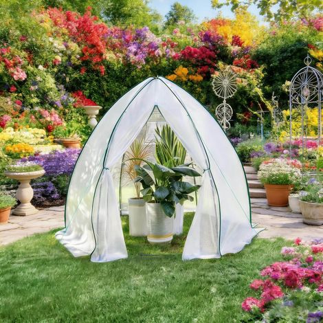 Serra da giardino a teepee in PE e acciaio 240x200x240 cm OKMYHOME (1/5)