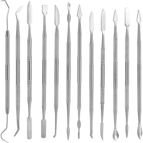 12 Pièces Outils de Sculpture en Cire d'argile, Kit de Sculpture en Cire d'argile à Double Extrémité en Acier Inoxydable, Spatule et Ciseau pour Sculpter, Détailler, Sculpter la Poterie (1/5)