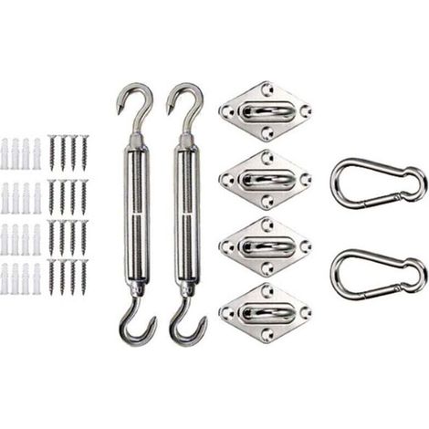 Kit de Fixation pour Voile D'ombrage, Acier Inoxydable Soleil Voile D'ombrage Kit de Fixation pour Triangle et Carré, Rectangle, du Soleil Voile D'ombrage Accessoires de Fixation(304 M6) (1/4)