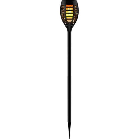 Solarlampen für Außen Fackeln LED flammen LED Solarfackeln Garten, IP44 Akku Erdspieß Flammeneffekt, schwarz Muster, 53x LED 4,08W 8,4Lm 720K, DxH 12x72,5cm