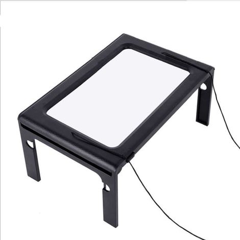 Loupe mains libres en acrylique améliorée, grand format 5x50, modèle de bureau pliable à LED (1/5)