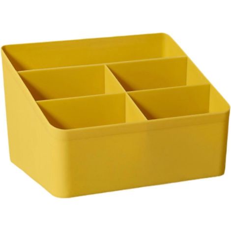 Boîte de rangement de bureau avec porte-télécommande, organiseur, porte-stylos, étui de rangement pour maquillage, présentoir pour la maison, la chambre d'étudiant, la commode ou la chambre à coucher- (1/5)