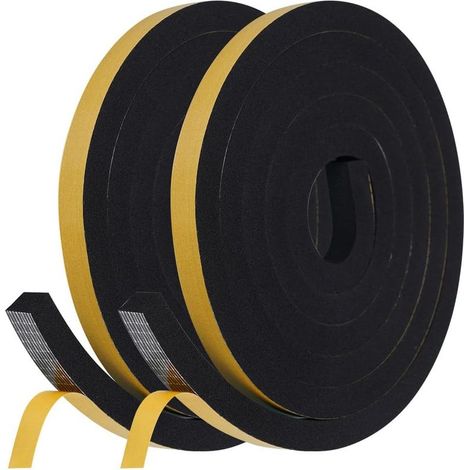Flintronic Joint Fenetre Isolation Anti Froid, Joint Isolation pour Porte Fenêtre autocollante pour portes, Joint Fenêtre Isolation du bruit, Joint de fenêtre Joint en Mousse(12mm x 12MM x 4M, Noir) (1/5)