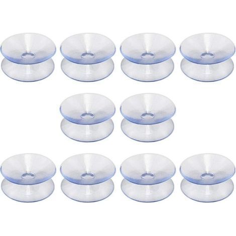 Lot de 10 ventouses double face en caoutchouc de silicone pour dessus de table - Ventouse transparente sans crochets - Compatible avec plateau en verre - Taille : 35 mm-Chrom (1/5)