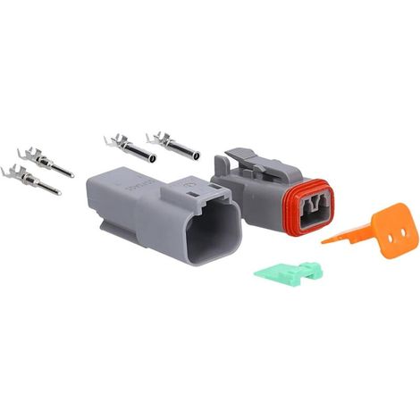 KALI-1202 Packung mit 2 deutschen DT IP68 wasserdichten Kfz-Steckverbindern, Leiterquerschnitt 0,75–2 mm², 18–14 AWG, verstärktes Polyamid (1/4)