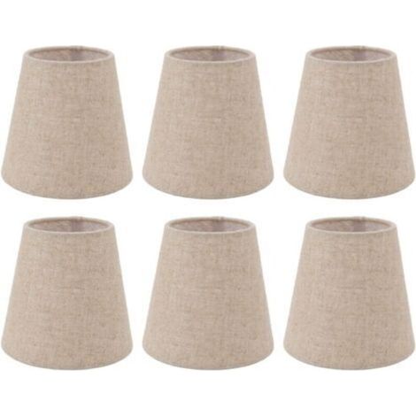 6 pièces petit abat-jour Clip sur tambour abat-jour en tissu de lin pour bougies ampoules accessoires d'éclairage (1/4)