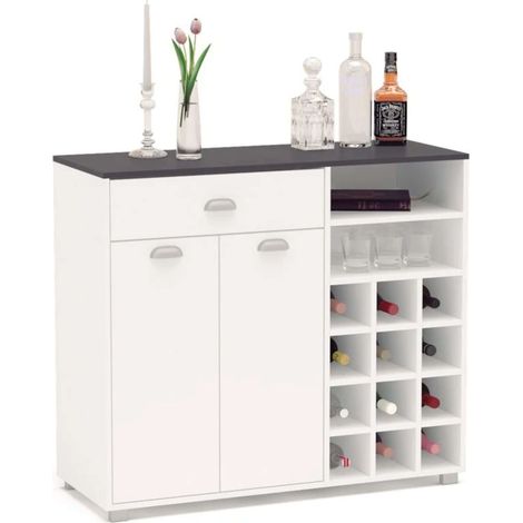 Asfeld Buffet Cocina 2 Puertas 1 Cajón Blanco Mueble Moderno Almacenaje 90x103x40 cm (1/5)