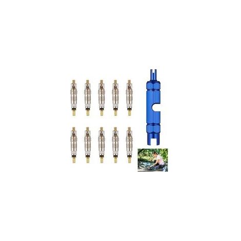 11 Pièces Demonte Obus Valve Presta Cores pour Remplacement Velo Moto Vis de Soupape Accessoires de Vélo et VTT Adaptateur Noyaux de Valve D'insertion de Vélo Français Outil pour Réparation Valves (1/5)