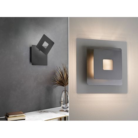 Verstellbare LED Wandleuchte HENNES Schwarz eckig, Höhe 18cm