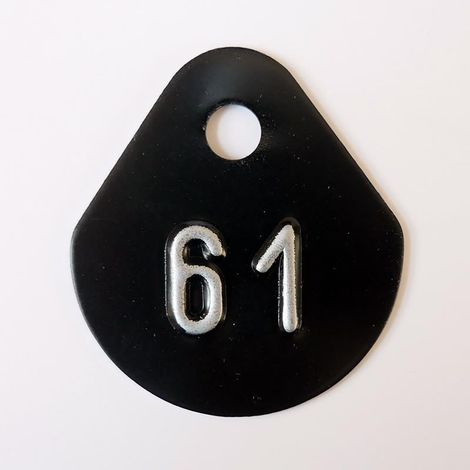 Chiffre goutte d'eau fond noir (à l'unité) estampé "61" en relief blanc hauteur d'écriture 11mm DERANCOURT