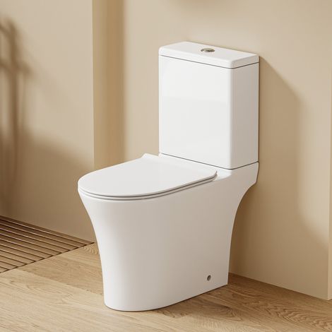 DILECI - WC à poser sans bride sortie horizontale (63x34x76cm) - Design rectiligne blanc TUFO (1/5)
