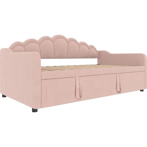 Cama de descanso extensible de terciopelo con LED, 90x200 cm (180x200 cm), rosa (1/5)