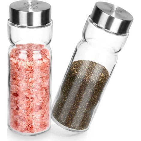 Salz- und Pfefferstreuer aus Glas, großes Gewürzset, 170 ml, 2 Stück