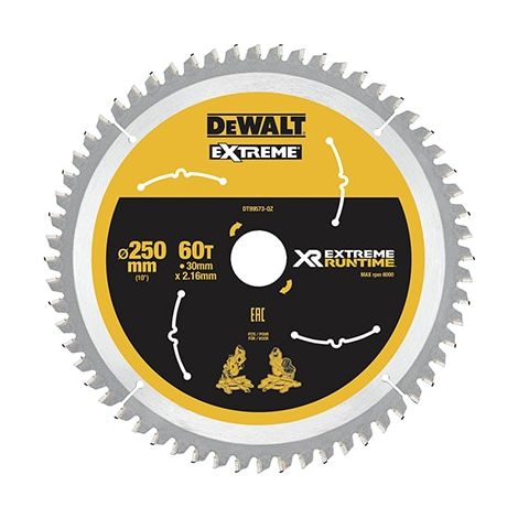 DeWalt Hoja de sierra circular 250 mm 60 dientes carburo