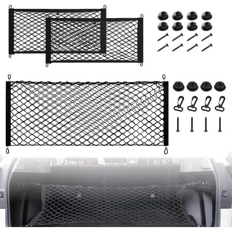 Filet de Rangement de Coffre Voiture, Maille pour voiture , 1Pack 90x40CM+ 2 Pack 45x25CM, Organisateurs Sac Pocket Organizer de Coffre Voiture pour Camion, Voiture, SUV, Bateaux, Maison (1/5)