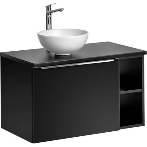 Set bagno VANTA: mobile sottolavabo 80cm + piano per lavabo + 1 lavabo bianco da appoggio