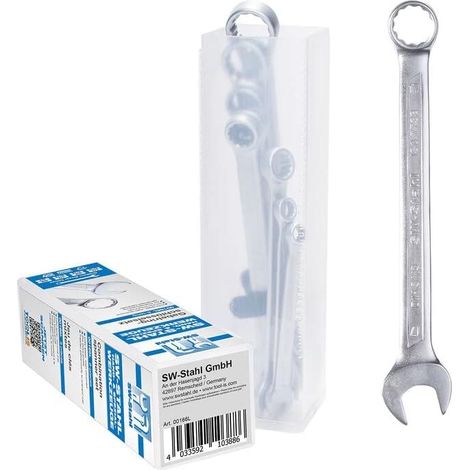 SW-Stahl 00166L Gabelringschlüsselsatz 1/4-3/4 Zoll, 8-teilig I Maulschlüssel-Set I Ringschraubenschlüssel I Doppel-Schraubenschlüssel I Ringmaulschlüssel I Gabelschlüssel-Satz I Ringschlüssel