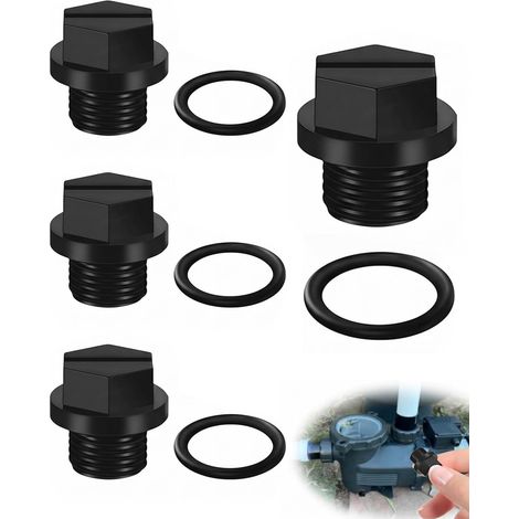 4 Pairs Pool Cap with Gasket, Pool Plugs, 4 Pairs Replacement Parts for Pool Pump, Solar Shower, 1/4 Inch Blind Plugs (1/5)