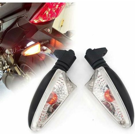 Clignotants Moto - ABS Blanc ou Noir - Compatible Daytona 675R 2009-2016 Street Triple 675 2007-2013 - Paire (1/4)