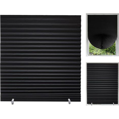 rideau plissé noir, store vénitien, rideaux plissés en non-tissé, rideaux plissés autocollants, rideaux de protection solaire sans perforation (1/5)