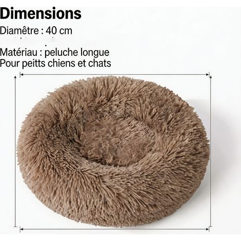 Nid d'hiver rond en peluche épaisse pour chien et chat, diamètre 40 cm, panier confortable et lavable - Kaki (1/5)