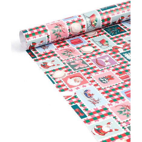 Papier cadeau de Noël (0,43 x 3 mètres), papier d'emballage cadeau, papier couché, grand format