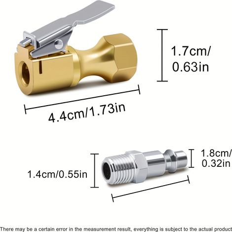 3 manchons de gonflage de pneus à fort pouvoir, avec clip, modèle américain, manchon de gonflage de pneus à flux fermé et verrouillable pour valves Schrader (1/4)