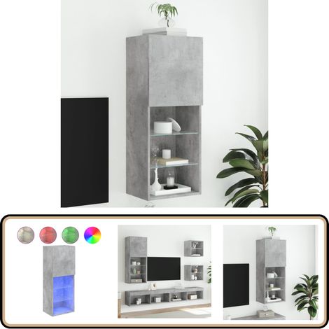 Meuble TV avec lumières LED gris béton 40,5x30x102 cm - Meubles Tv - Meuble Tv - Support Tv - Meuble Hifi - Lumieres Led