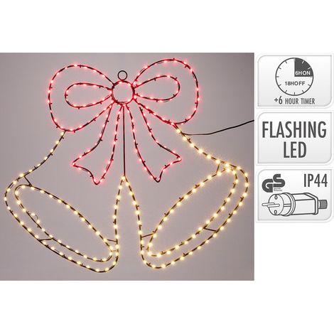 Figura led decorativa campana de navidad, bicolor, uso exterior, 223 leds, 60,5 x 51,5 cm