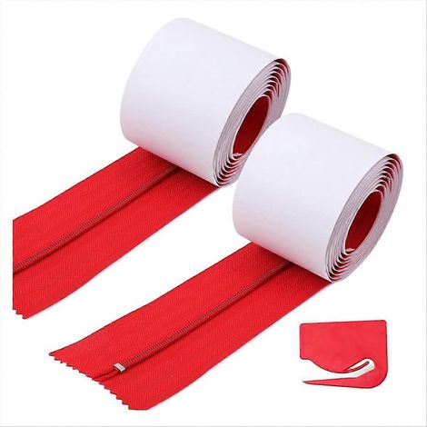 Bâche de protection anti-poussière auto-adhésive à double fermeture éclair rouge (1/5)